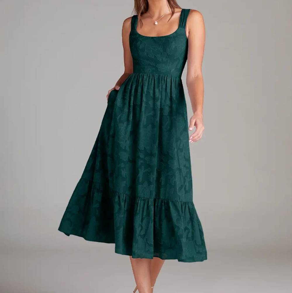 Azazie Kenya Midi Dark Green Dress Size 22 US NWT